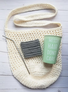 Mesh farmer's market tote bag