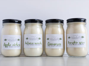 8 oz autumn scented soy wax candle
