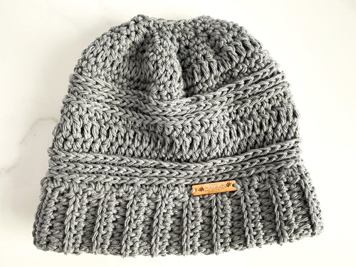 Messy bun ponytail beanie cotton hat